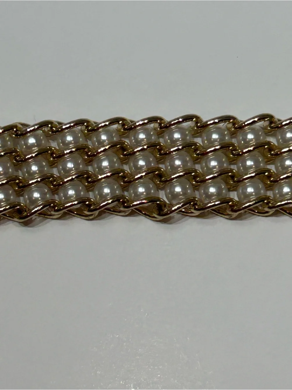 Per Se Gold Multi-Row Chain and Pearl Waist Vintage Jewelry Belt 32” plus chain
